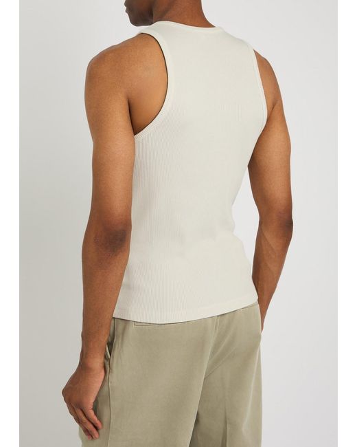 Agolde White Viggo Ribbed Cotton Tank Top for men