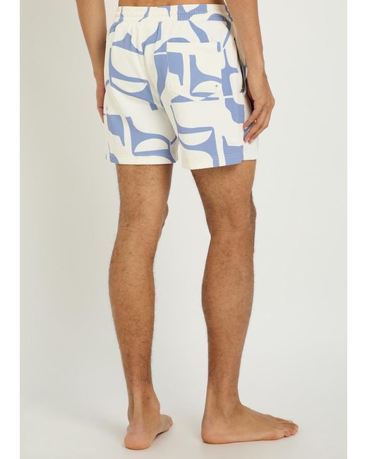 Raith Blue Massira Patterned Woven Swim Shorts for men