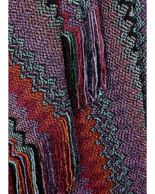 Missoni Red Zigzag-intarsia Fine-knit Poncho