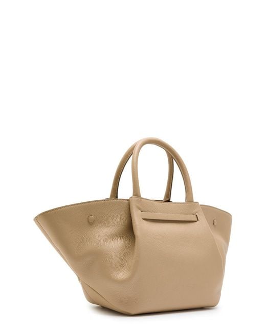DeMellier London Natural The Midi New York Grained Leather Tote Bag