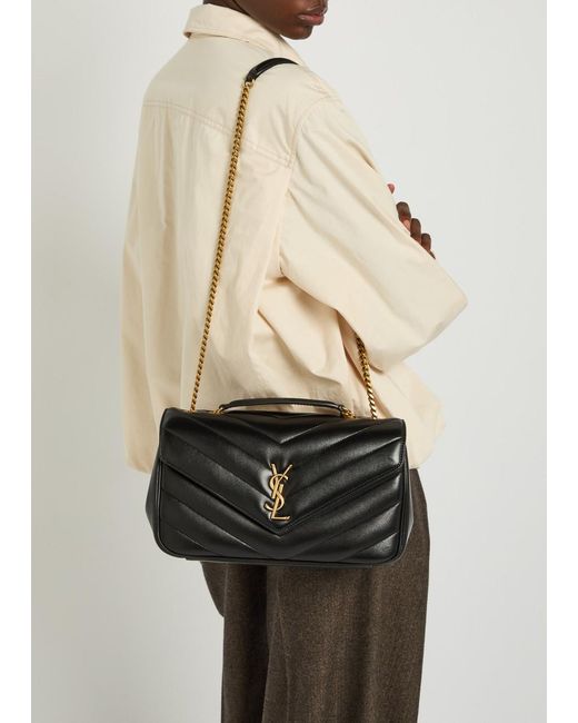 Saint Laurent Black Loulou Medium Quilted Leather Shoulder Bag