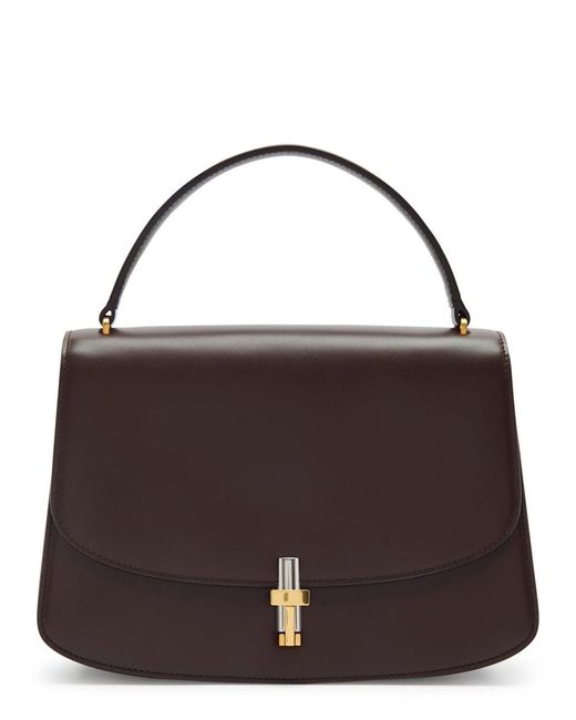 The Row Black Sofia 10 Leather Top Handle Bag