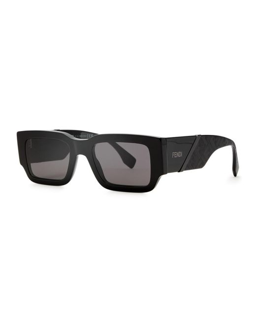 Fendi Black Rectangle-Frame Sunglasses