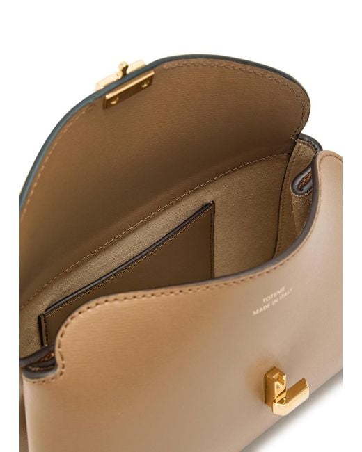 Totême  Brown T-Lock Mini Leather Clutch