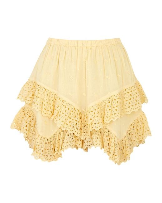 Isabel Marant Natural Sukira Ruffled Cotton Mini Skirt