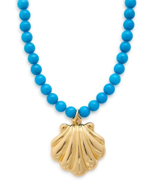 Timeless Pearly Blue Beaded 24Kt-Plated Necklace