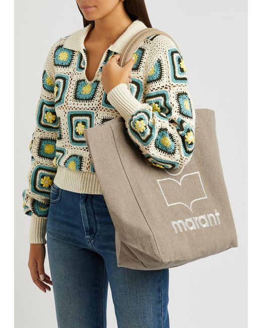Isabel Marant Natural Yenky Logo-embroidered Canvas Tote