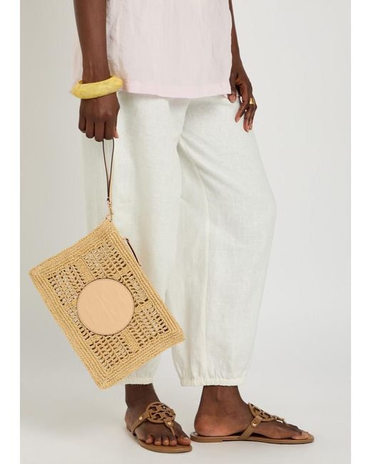 Tory Burch Natural Ella Raffia Clutch