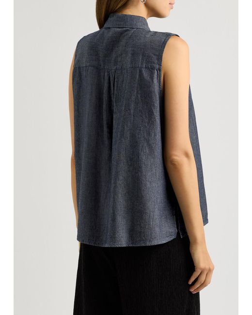 Eileen Fisher Blue Sleeveless Chambray Shirt