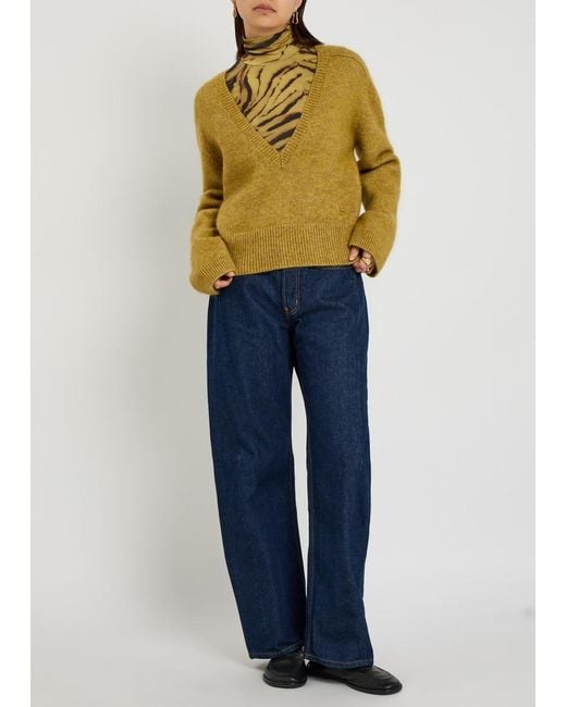B Sides Blue Slim Lasso Structured Barrel-Leg Jeans