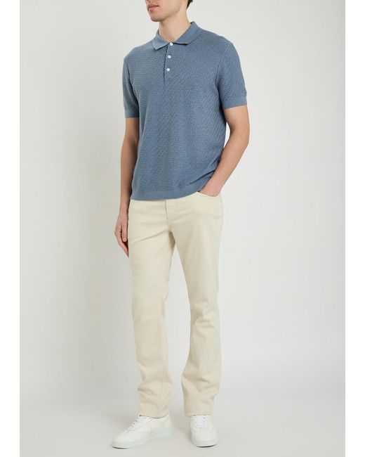 PAIGE Blue Kiko Cotton-Blend Polo Shirt for men