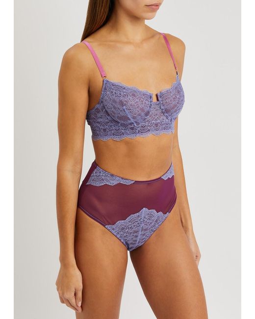 Dora Larsen Purple Savannah Lace And Tulle Underwired Bra