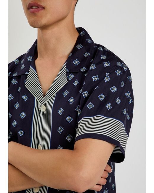 Bode Blue Foyer Printed Silk Shirt for men