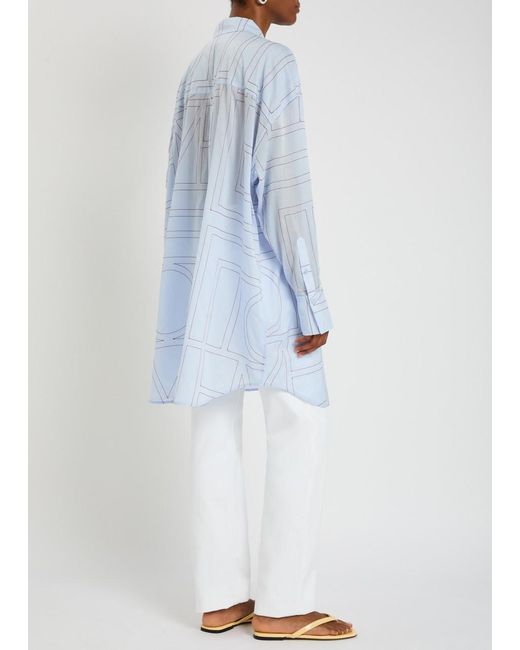 Totême Blue Logo-Monogrammed Cotton-Blend Shirt