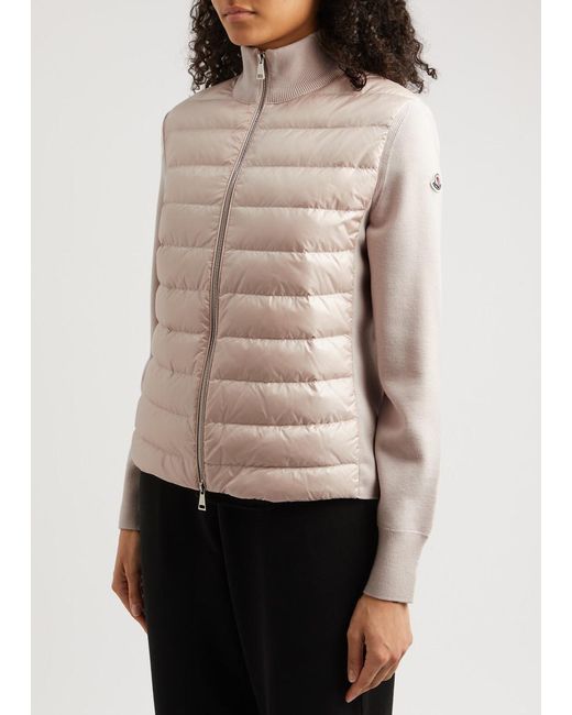 Moncler Natural Quilted Shell And Wool Jacket