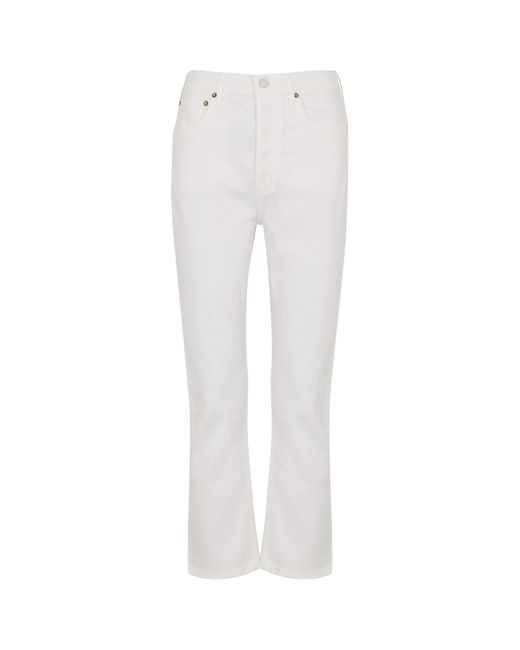 Agolde White Riley Cropped Straight-Leg Jeans