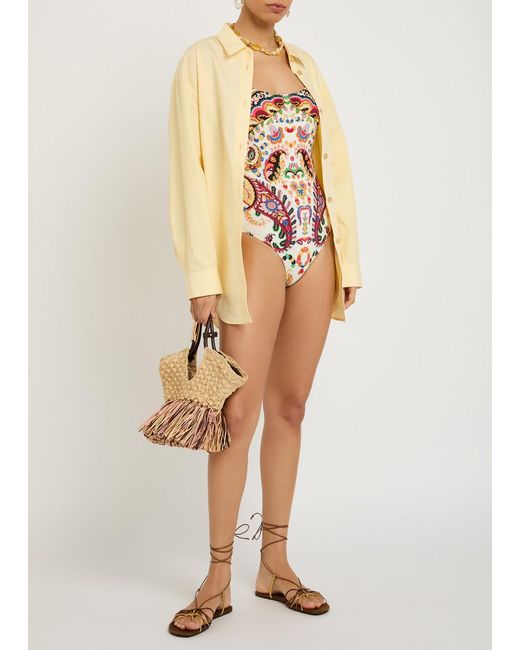 Etro White Printed Low-Back Swimsuit