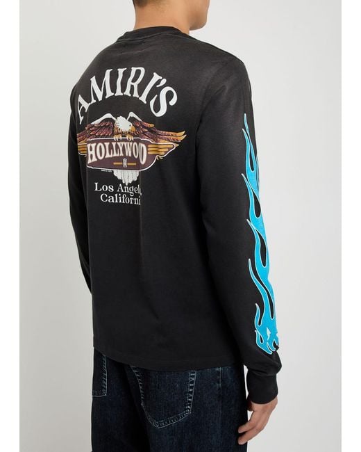 Amiri Black Eagle Flames Long Sleeve T-Shirt for men