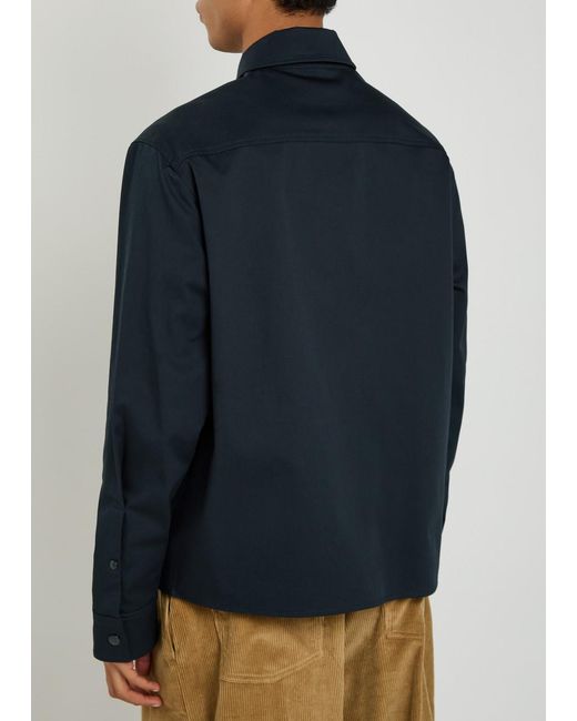 Moncler Blue Logo Stretch-Cotton Overshirt for men
