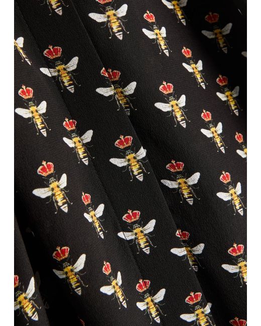 Alice + Olivia Black Willa Printed Silk Blouse