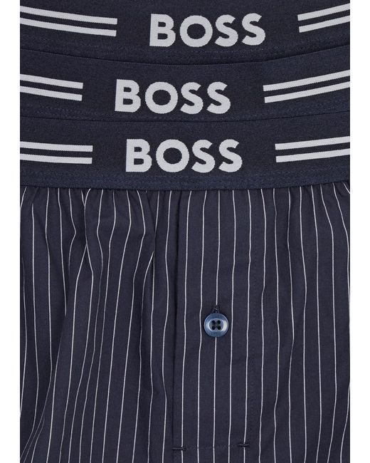 Boss Blue Logo Cotton-poplin Boxer Shorts for men