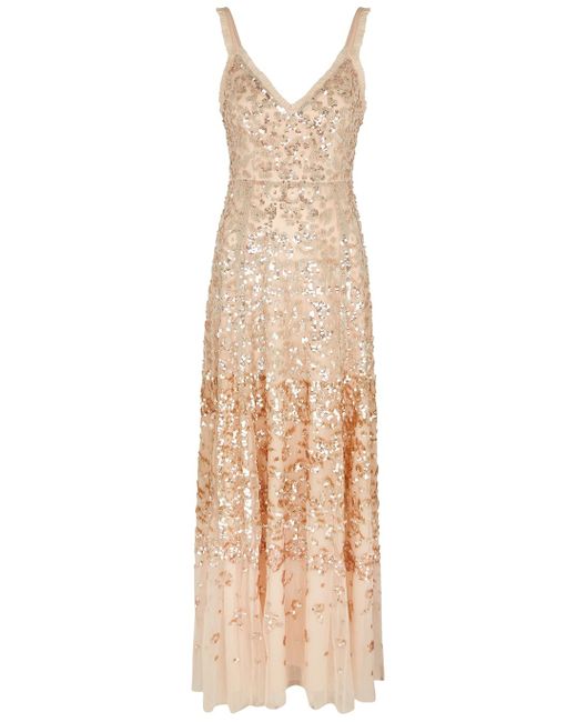 Needle & Thread Pink Patchwork Sequin-embellished Tulle Gown