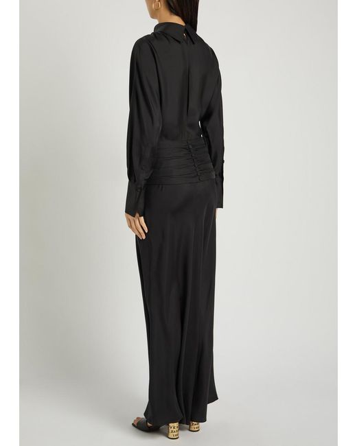 Rohe Black Tuxedo-Style Silk Midi Dress