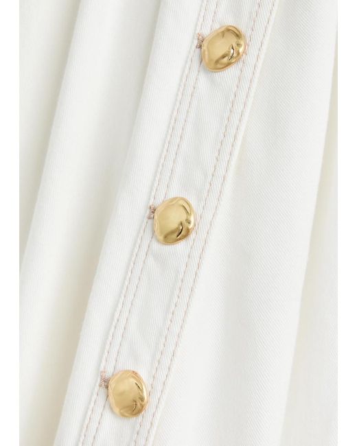 Aje. White Lilianna Belted Denim Midi Shirt Dress