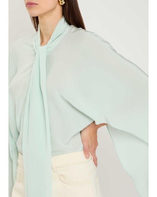 Stella McCartney Blue Tie-Effect Silk Shirt