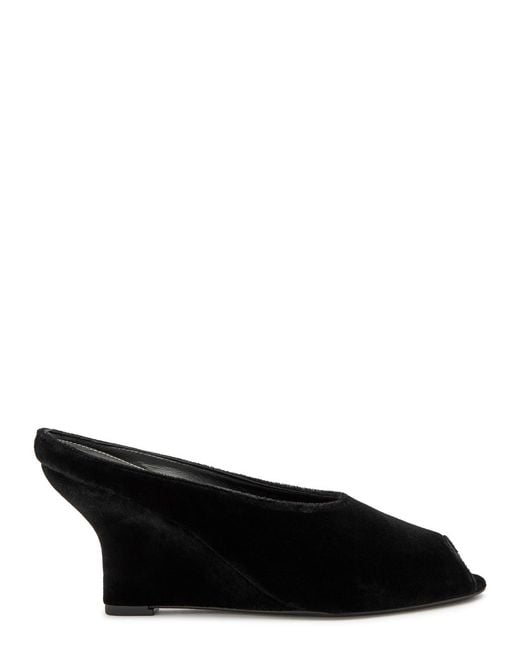 Totême Black 85 Peep-Toe Velvet Mules