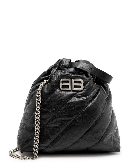 Balenciaga Black Crush Small Quilted Leather Bucket Bag