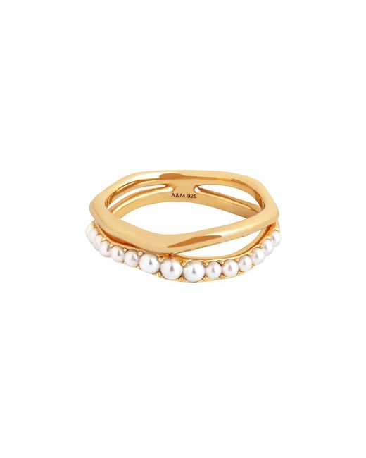 Astrid & Miyu White Molten Illusion Pearl 18K Vermeil Ring