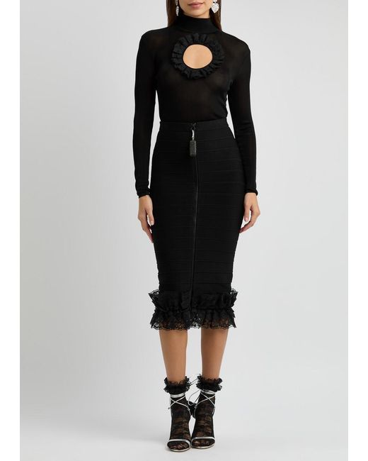 Self-Portrait Black X Christopher Kane Cut-Out Fine-Knit Bodysuit