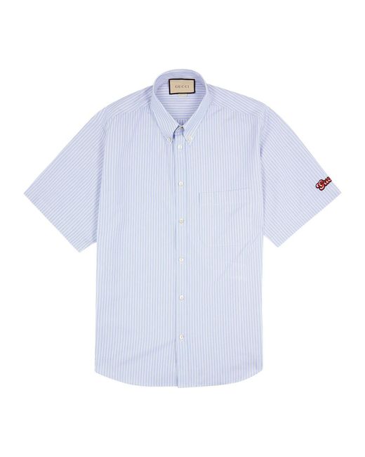 Gucci White Striped Cotton Shirt for men