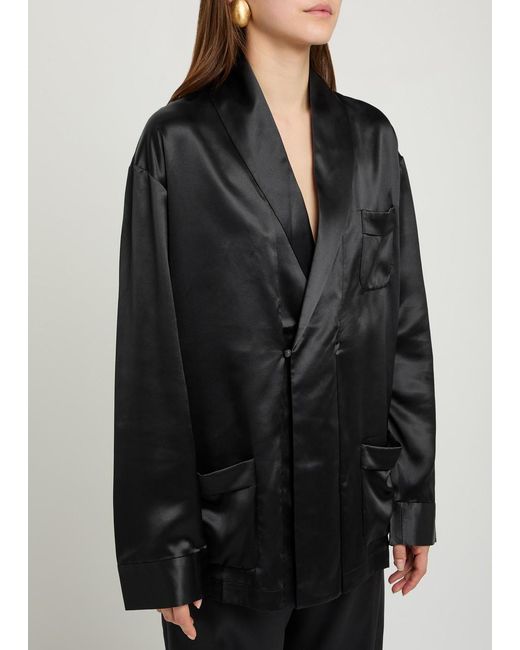 Delos Black Gilbert Double-Breasted Silk Jacket