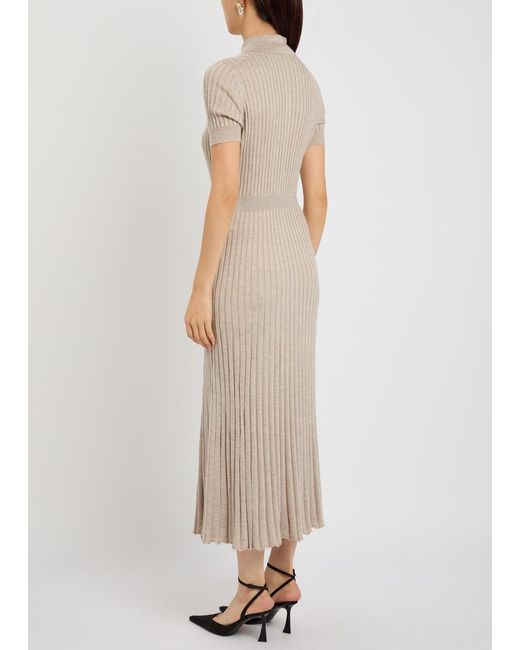 Gabriela Hearst Natural Amor Ribbed Cashmere-Blend Midi Dress
