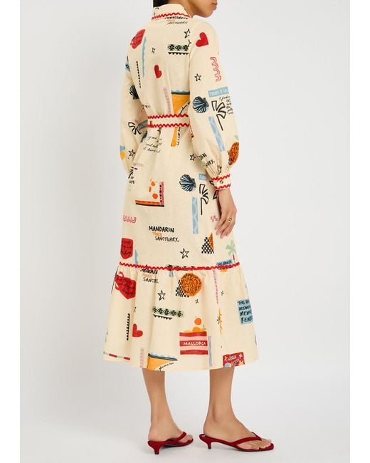 Never Fully Dressed Natural Poema Cotton-Blend Maxi Shirt Dress