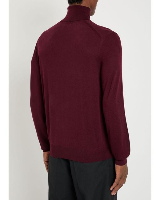 Saint Laurent Red Roll-Neck Wool Jumper for men