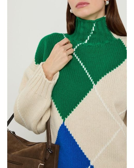 J.W. Anderson Green Pringle Argyle High-Neck Wool Jumper