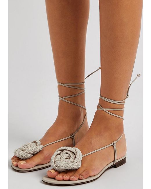 Magda Butrym White Flower-embellished Leather Sandals