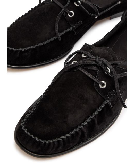Tom Ford Black Theo Suede Boat Shoes for men