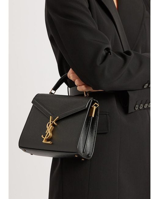 Saint Laurent Black Cassandra Mini Leather Top Handle Bag