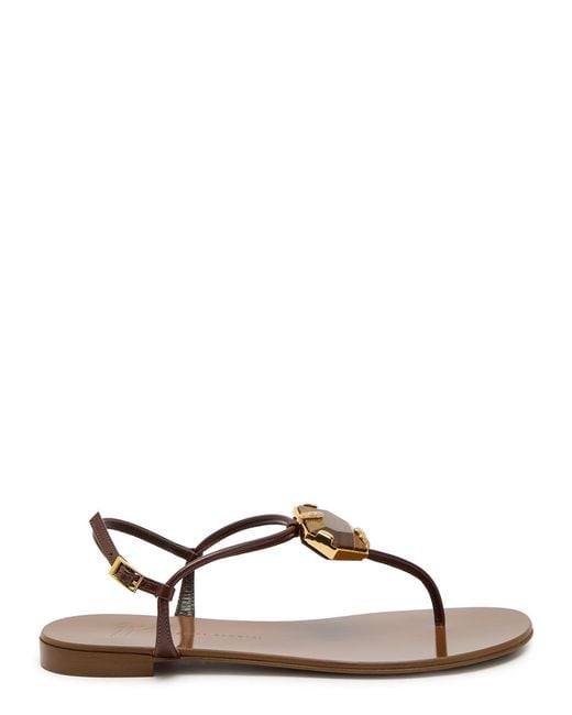 Giuseppe Zanotti Brown Ganass 10 Jewel-Embellished Leather Sandals
