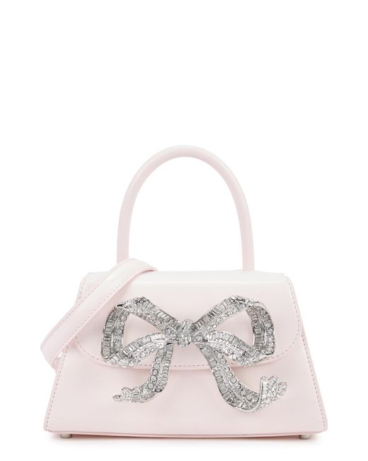 Self-Portrait The Bow Bag Mini Pink Leather Top Handle Bag | Lyst