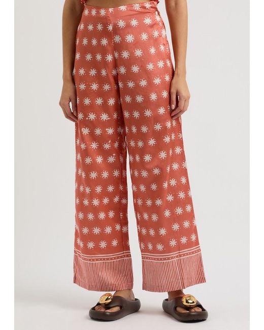 Cloe Cassandro Red Coco Printed Satin Trousers