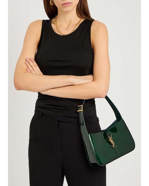 Saint Laurent Green Le 5 À 7 Patent Leather Shoulder Bag