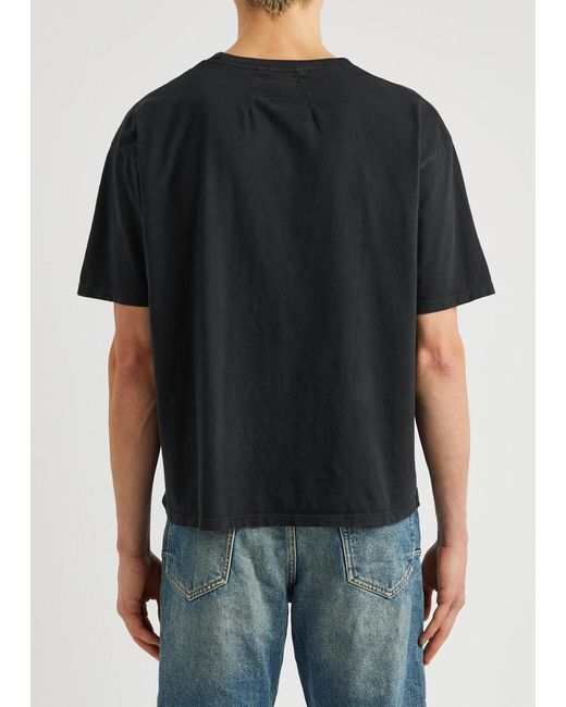 Rhude Black Riviera Printed Cotton T-shirt for men