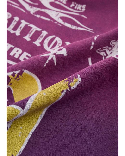 God Made Purple Retribution Printed Hooded Cotton Sweatshirt for men