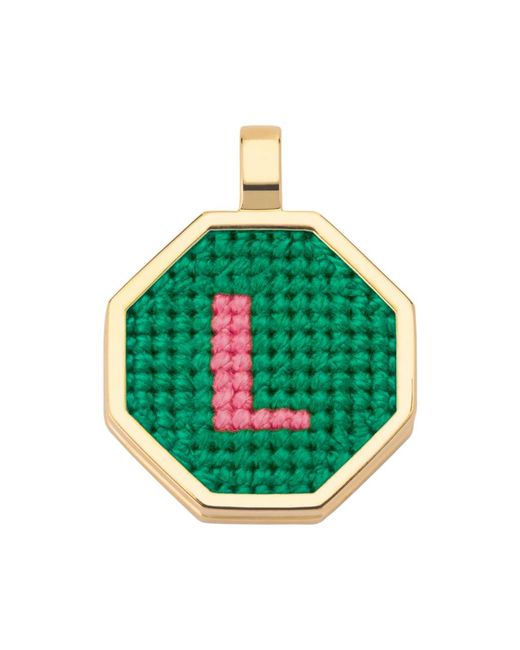 Maria Frering Green Letter L Pendant-Plated Necklace