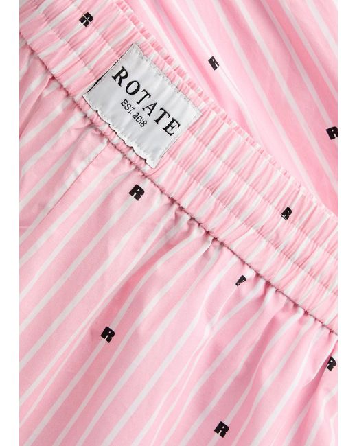 ROTATE SUNDAY Pink Striped Logo Cotton Trousers